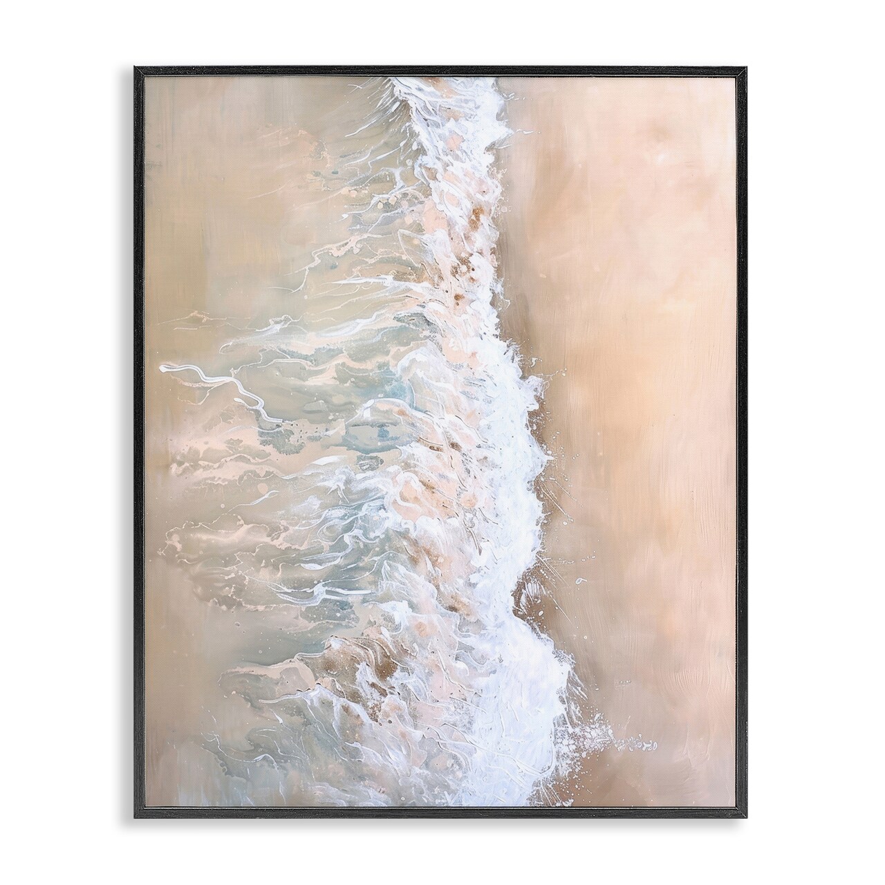 Stupell Industries Neutral Coast Wave Crash Framed Giclee Wall Art Design by Petal Prints Design